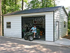 Boxed Eave Roof Style Fully Enclosed Garage with One Garage Door